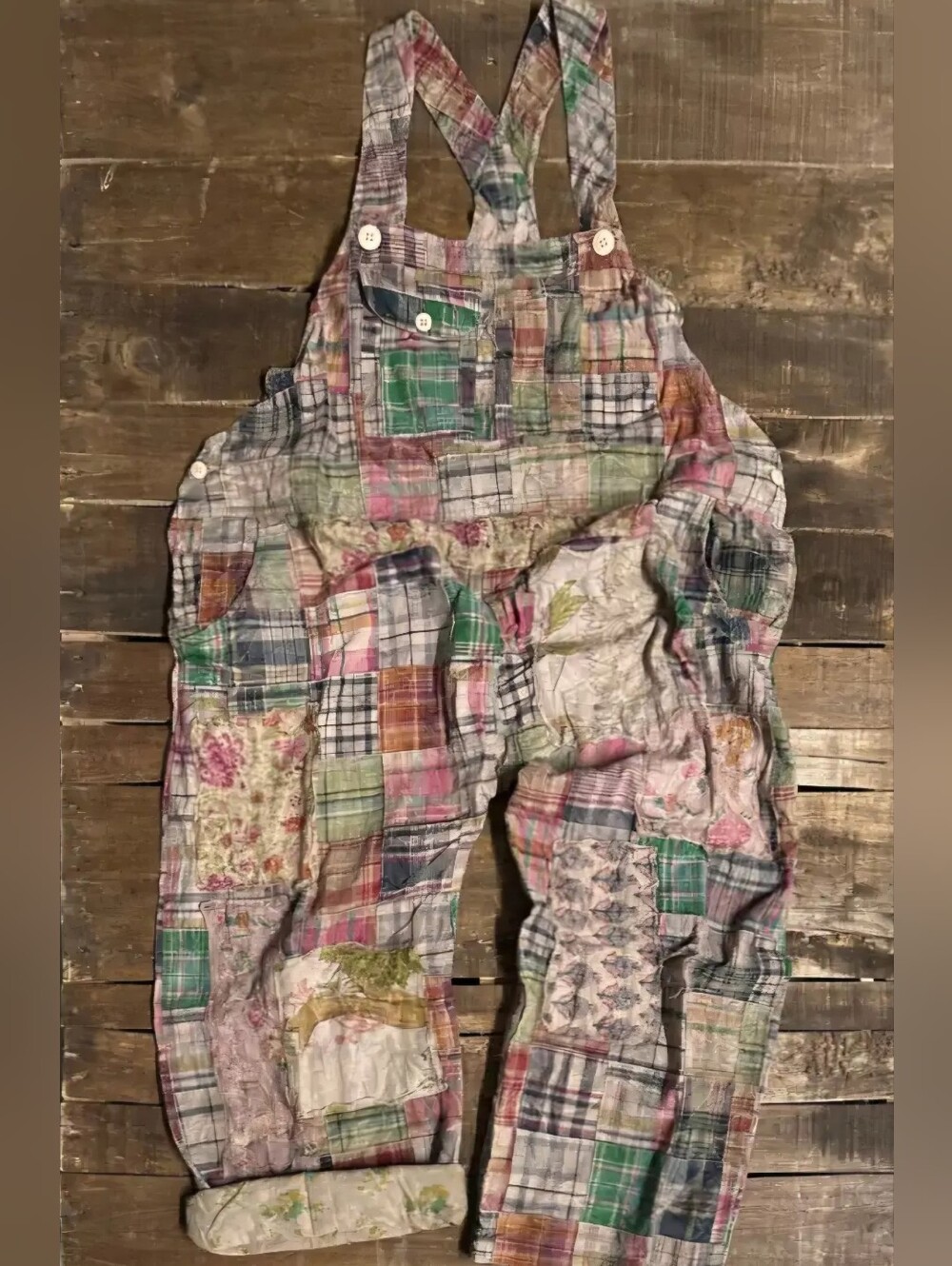 #1735 Jaded Gypsy Travel Await Overalls - Navy Plaid